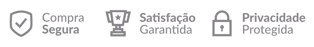 Ícones de compra segura, satisfação garantida e privacidade protegida